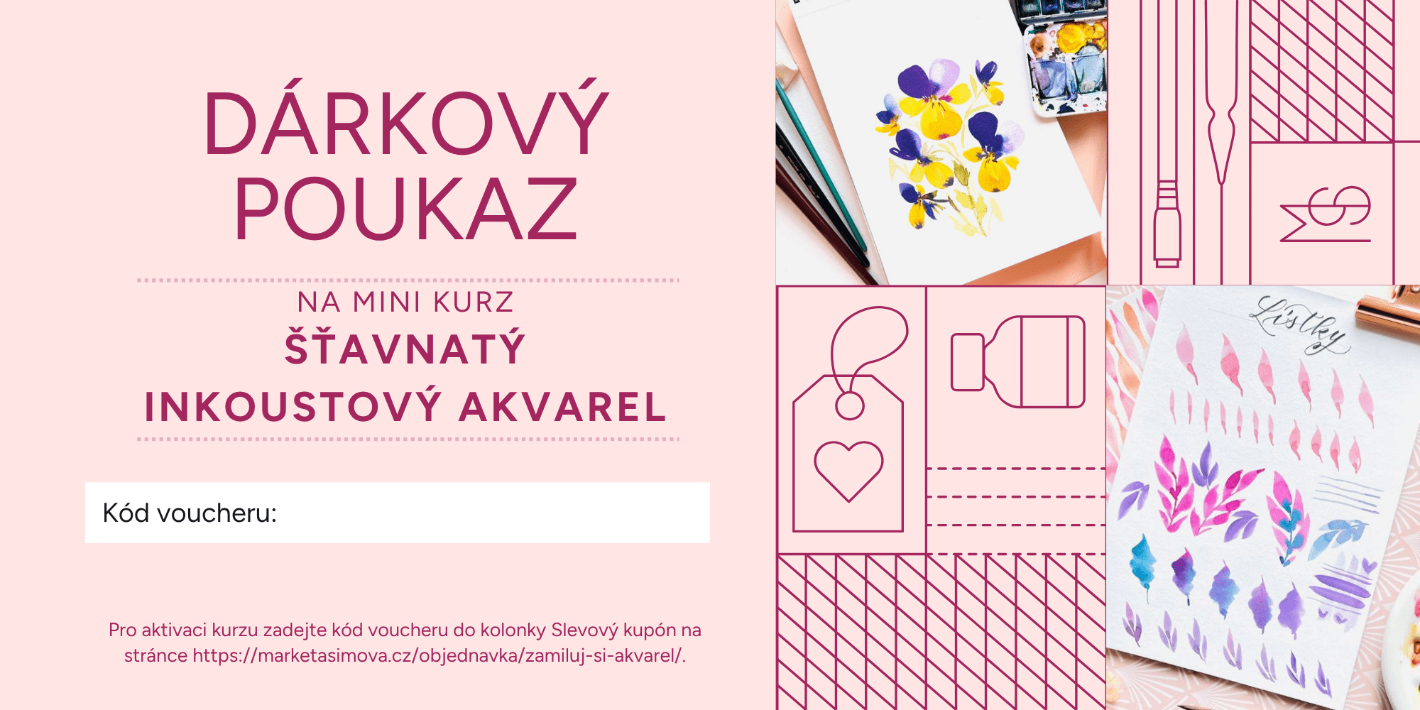 Vizuál dárkového poukazu ke kurzu Zamluj si akvarel