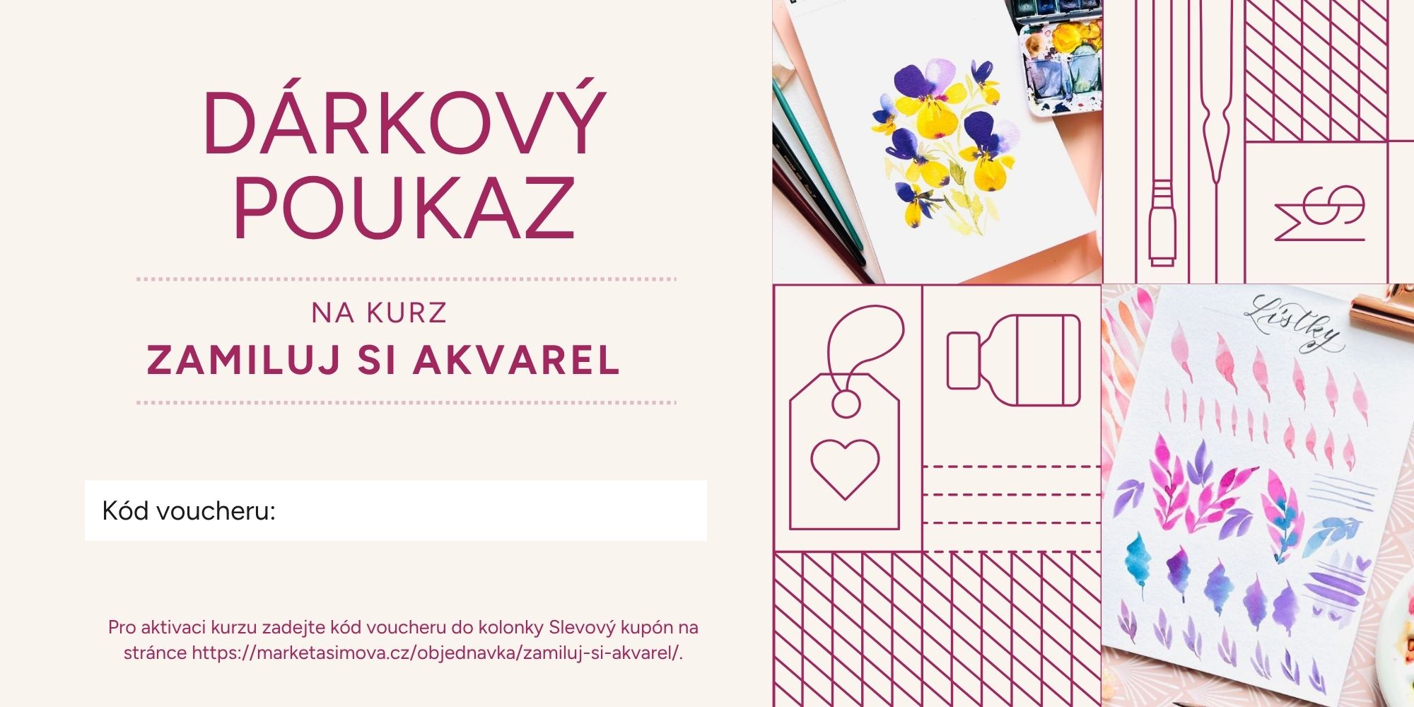 Darkovy-poukaz-tvorime-krasu-web Vizuál dárkového poukazu ke kurzu Zamluj si akvarel